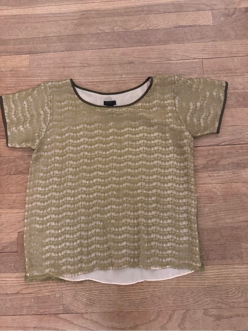 J.Crew Women's Olive Green Lace Knit Top - Size M
 b26